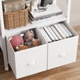 thumbnail image 3 of Satifur 6 Tier White Modern Storage Shelf, Multifunctional Bookcase with 2 Removable Drawers, Adjustable Feet for Restroom, Living Room, 3 of 9