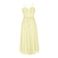 thumbnail image 4 of qolati Women Summer Dresses 2023 Spaghetti Straps Mesh Wedding Guest Dress Elegant Sleeveless Bandeau Tube Pleated Bridesmaid Maxi Dresses, 4 of 6