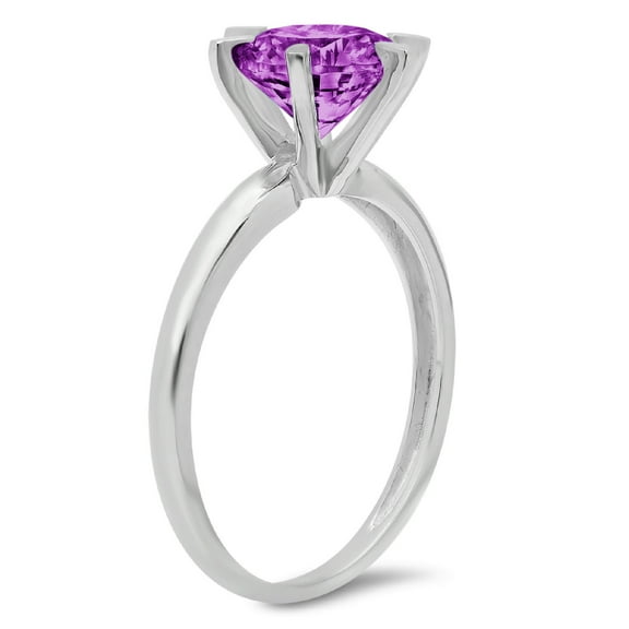 2 ct Round Cut Simulated Alexandrite Solitaire Engagement Ring for Women in 18K White Gold
