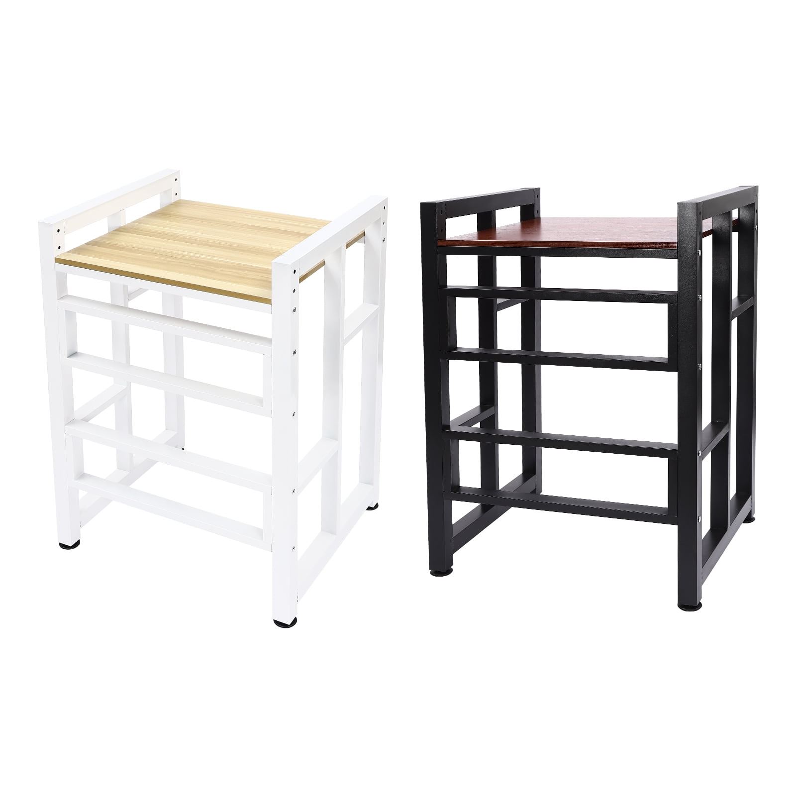 Modern Bathroom Washer Dryer Stacking Rack Stand with Adjustable Height and Guardrail, Durable Steel Frame, Elegant White Finish