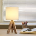 thumbnail image 6 of Brown Wooden Tripod Nightstand Lamp with Fabric Shade, 6 of 7