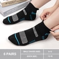 thumbnail image 2 of Loritta 6 Pairs Socks for Men Ankle Athletic Mens Running Socks Cushioned Black Low Cut Size 12-16, 2 of 6