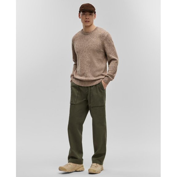 Mode of One Men's Long-Sleeve Relaxed Crewneck Sweater Dark Walnut-XL