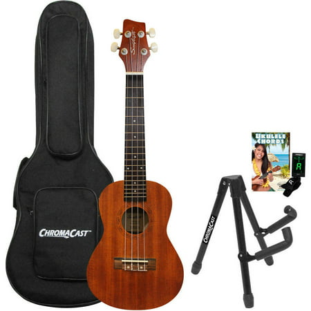 Sawtooth Mahogany Series Concert Ukulele with Preamp, Padded Bag, Quick Start Guide, Stand, and