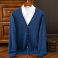thumbnail image 5 of Men's Knit Cardigan Sweater Button Up Casual Loose Outfit for Fall & Spring(Navy L), 5 of 6