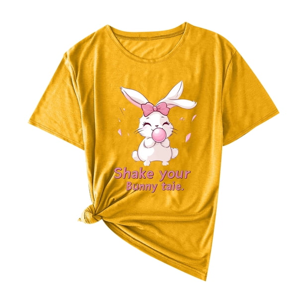 Camisas de Manga Corta para las Mujeres Moda Casual Impresión Cuello Redondo Suéter Tee Blusas