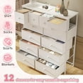 thumbnail image 4 of Dresser for Bedroom with 12 Drawers Tall Dressers for Bedroom Fabric Dressers & Chest of Drawers with Sturdy Metal Frame, Wood Top, for Females, Closet, 40.6" W x 11.8" D x 44.5" H (White), 4 of 18