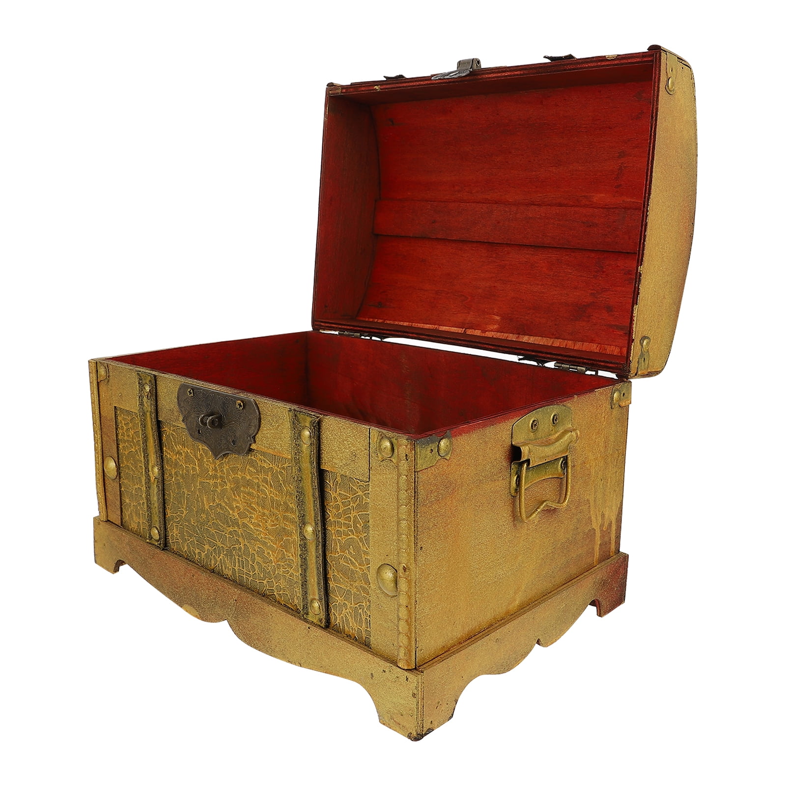 Vintage Style Wooden Treasure Chest with Lock - Retro Decorative Antique Storage Box for Home Decor