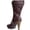 Brown PU, variant on E-420-Quinley 4" Knee High Women's Steampunk Boot With Laces.