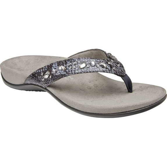 Women's Vionic Lucia Thong Sandal Slate Grey Snake Skin Synthetic 9.5 W