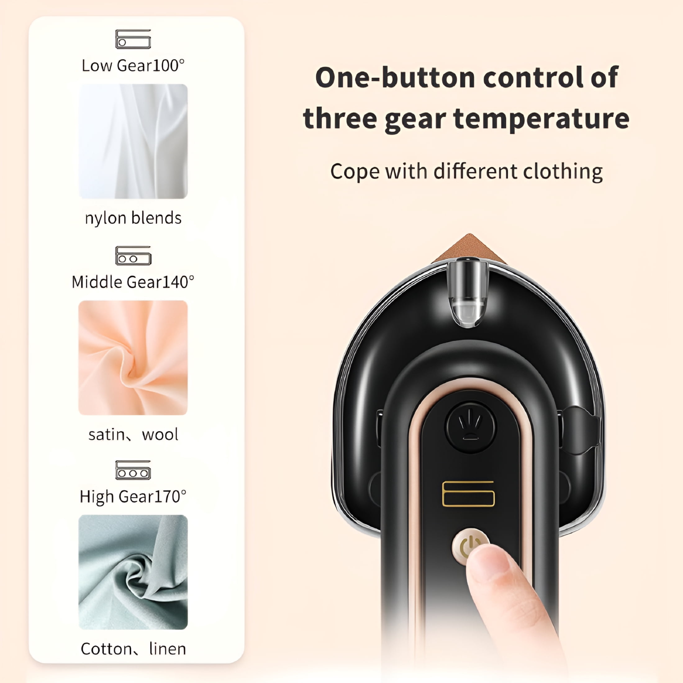 CURYMAY Cordless Mini Iron for Clothes,Portable Travel Iron Support Dry Wet Ironing,Usb Rechargeable Steam Iron Handheld Ironing Machine with 3 Temperature Settings,Wireless Small Sewing Iron Black