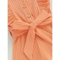 thumbnail image 6 of Kids Girls Playsuit Crew Neck Ruffles Sleeveless Solid Color Rib Knit Jumpsuits Summer Casual Clothes Bodysuits Romper with Belt, 6 of 8