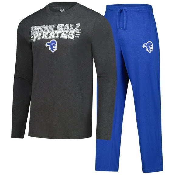 Men's Concepts Sport Blue/Heathered Charcoal Seton Hall Pirates Meter Long Sleeve Top & Pants Sleep Set