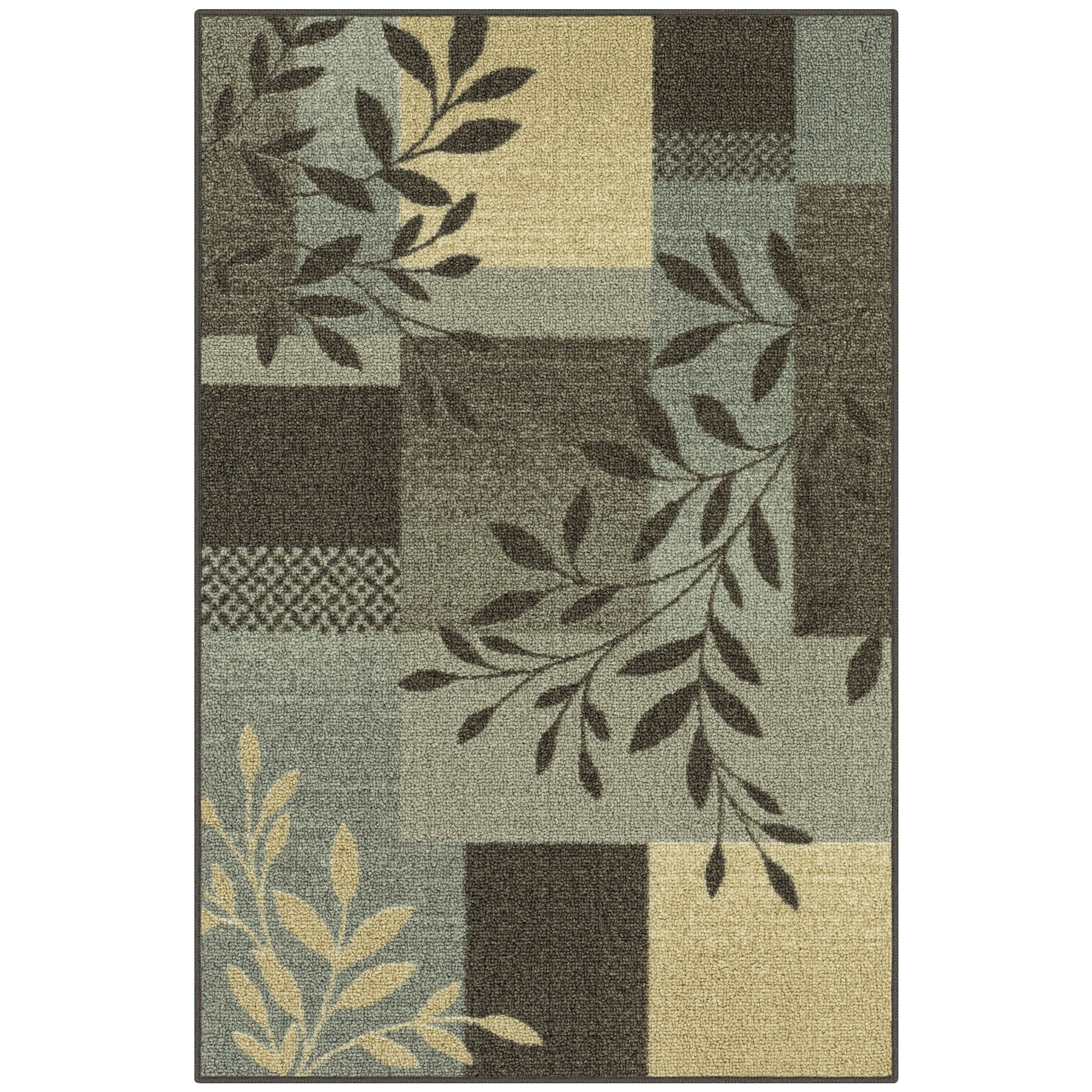 Mainstays Leaf Block Indoor Entryway Area Rug, Gray, 2'6"x3'10