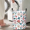 thumbnail image 4 of Laundry Basket, Watercolor Marine Laundry Hamper Waterproof Laundry Bag Clothes Hamper Laundry Bin with Handles for Bedroom, Living Room, Kids Room, 4 of 6