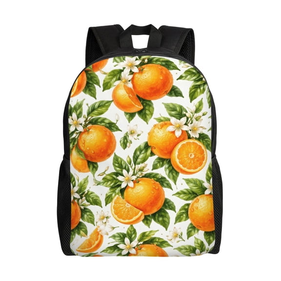 Orange Backpack Full Front Print Travel Laptop Bag for Men and Women
