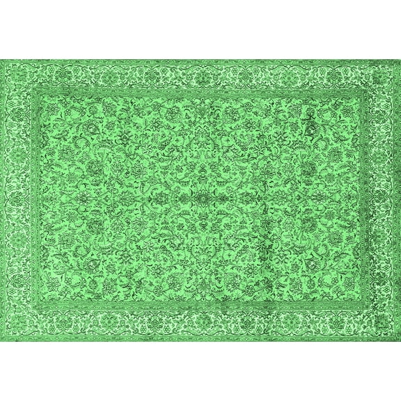 Ahgly Company Indoor Rectangle Persian Emerald Green Traditional Area Rugs, 5' x 7'