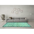 thumbnail image 3 of Ahgly Company Machine Washable Indoor Square Abstract Turquoise Blue Contemporary Area Rugs, 6' Square, 3 of 4