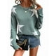thumbnail image 1 of Suéter Informal de Punto con Cuello Redondo y Hombros Caídos con Estampado de Estrellas para Mujer Verde XL, 1 of 9