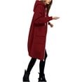 thumbnail image 7 of Smsaxvxz Women's Zip Up Hoodies Fall Fashion Solid Long Sleeve Sweatshirts Oversized Winter Cardigan Jacket Coat with Pocket Wine S, 7 of 7
