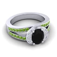 thumbnail image 3 of 2.35 Ct New Oval Cut Black Onyx & Peridot Gemstone Anniversary Ring for Ladies Solid 18K White Gold Size 3.5 by Diamond-Capitals, 3 of 8