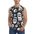 thumbnail image 2 of Fotbe Men's Black White Spooky Ghosts Print Men's Sleeveless Muscle Tank Tops Casual T-Shirts for Gym Workout Beach-Medium, 2 of 8