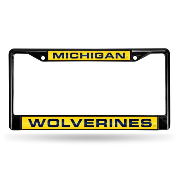Black Metal License Plate Frame Holder for the Michigan-Wolverine's