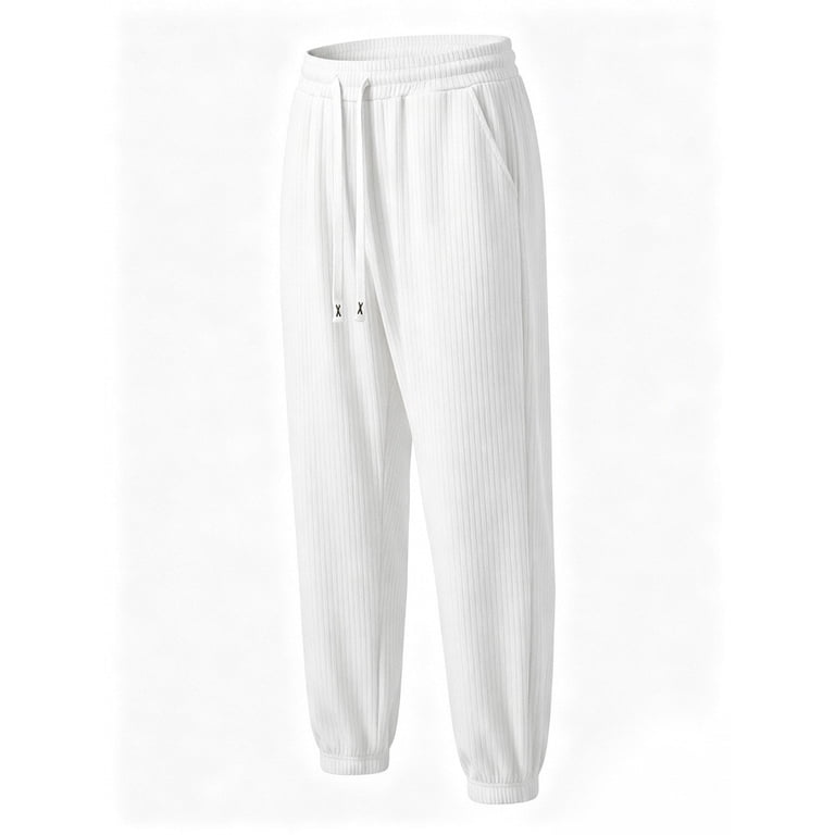 ★sale★8YARDS Ribbed Joggers | White Wrtxtat Men's Joggers Ribbed Knit Tapered Lightweight Sweatpants