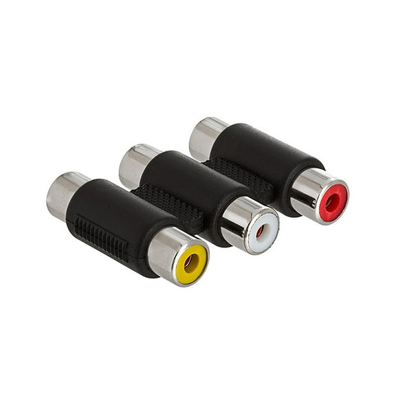 Cmple - 3-RCA Jacks to 3-RCA Jacks Coupler Jointer - White/Red/Yellow - Female to Female Triple RCA Connector Composite