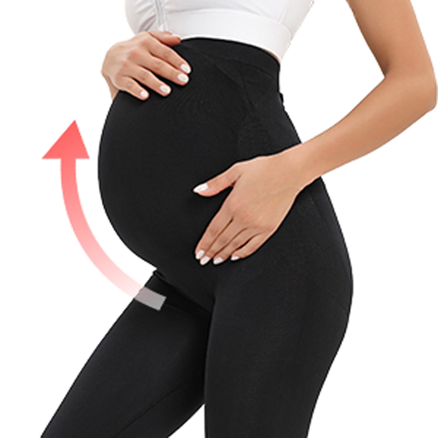 MANZI 2 Pack Women Fleece Lined Maternity Leggings with Full Panel Tights, Winter  Warm Over The Belly Pregnancy Active Wear Athletic Yoga Pants 