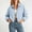 Light Blue, variant on Collar Lapel Jacket for Women Dot Print Zip Up Long Lantern Sleeve Cropped Coat Casual Lightweight Vintage Style Outerwear for Spring Fall Daily