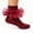 A1 Wine, variant on Big Ruffle Ankle Socks for Women, Double Lace Frilly Fold Turn Cuff Cotton Socks, Breathable Soft Crew Socks, Cute Ruffled Dress Socks, Elegant Bride Decorative Socks for Daily & Party Red