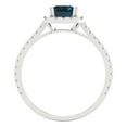 thumbnail image 4 of Clara Pucci 14K White Gold Solid Gold LondonBlueTopaz Halo Anniversary Ring for Women - 1.86 cttw Emerald Cut, 4 of 8