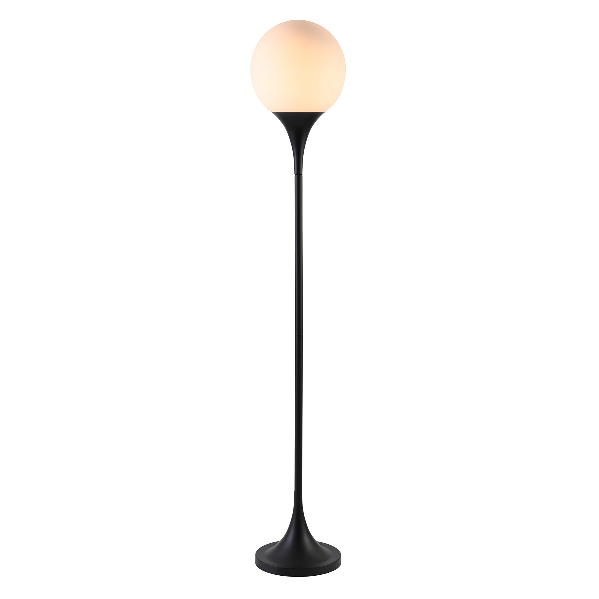 Mahdi Torchiere Floor Lamp with Glass Shade in Blackened Bronze/White Milk