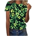 thumbnail image 2 of TrendVibe365 St Patricks Day Short Sleeve Tops for Women Green Plus Size with Crew Neck Polyester Casual St. Patricks Day Blouse Tops for Irish Themed Gifts L, 2 of 5