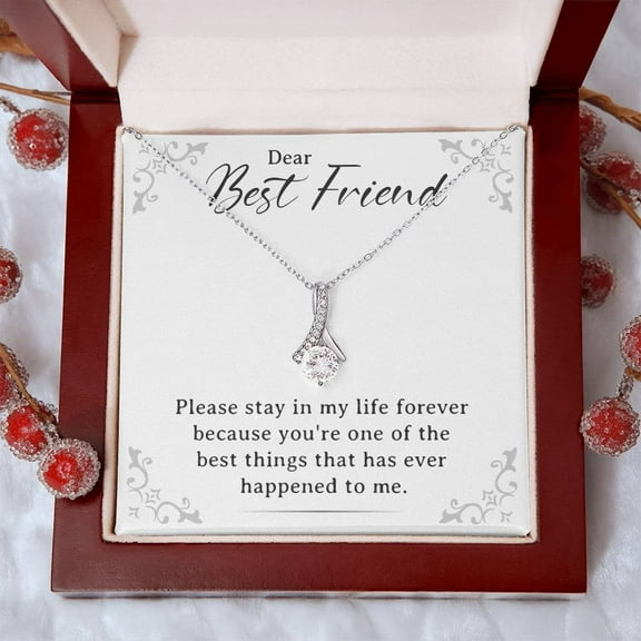 Best Friend Necklaces for Women - Thank You for Being My Badass Bestie Christmas Birthday Gifts With Message Card and LED Box