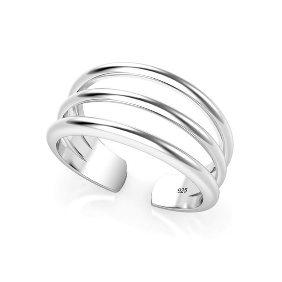 Andrea Jewelers Sterling Silver 3-Row Adjustable Toe Band Ring