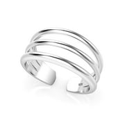 Sterling Silver 3 Row Adjustable Toe Band Ring