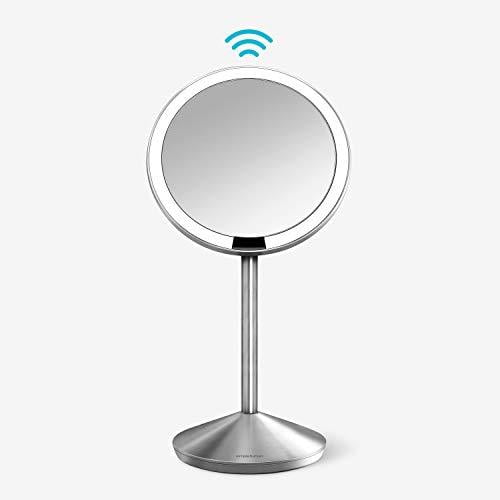 simplehuman Mini Sensor-Activated Lighted Vanity Mirror, 10x Magnification, 5 inches, Silver