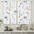 thumbnail image 5 of Blue Floral Kitchen Curtains Watercolor Flower Wildflower Boho Small Short Cafe Window Curtains Farmhouse Rustic Leaf Botanical Rod Pocket Bathroom Tier Window Treatment Drapes (26x24 Inch), 5 of 6