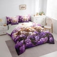 thumbnail image 3 of Manfei Kawaii Kitten Twin Bedding Sets 7pcs,Purple Flower Butterfly Bedding Comforter Set 7pcs,Pet Animal Sheet Sets,Reathable Bedroom Decor Reversible, 3 of 7