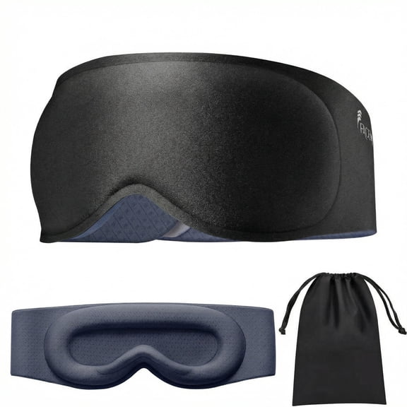 FACEMOON Weighted Sleep Mask 100% Blackout 3D Contoured for Men and Women Tranquil Night Sleep Soft Memory Foam Zero Pressure Airplane Travel Black