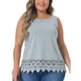 thumbnail image 1 of GRACE & GRANDEUR Blusas de Tirantes de Talla Grande para Mujeres con Cuello Redondo, Estilo Flowy con Encaje 1X Gris, 1 of 6