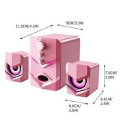 Xecvkr Bluetooth Computer Speakers, 2.1 Channel with Subwoofer, 5W, USB Powered, RGB Light Effect, for PC, Desktop, Gaming, TV, 3.5mm Aux Input