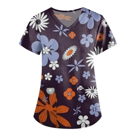 

XHJUN Womens Scrub Tops 2xl Xs-5x Purple M