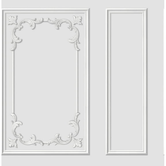 Fine Decor Rhonda White Ornate Paneling Wallpaper