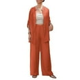 thumbnail image 2 of ZenCart Women's Cotton Linen Two Piece Set Half Sleeve Button Down Shirt Wide Leg Pants Set Casual Tracksuit for Spring Summer Autumn, 2 of 8