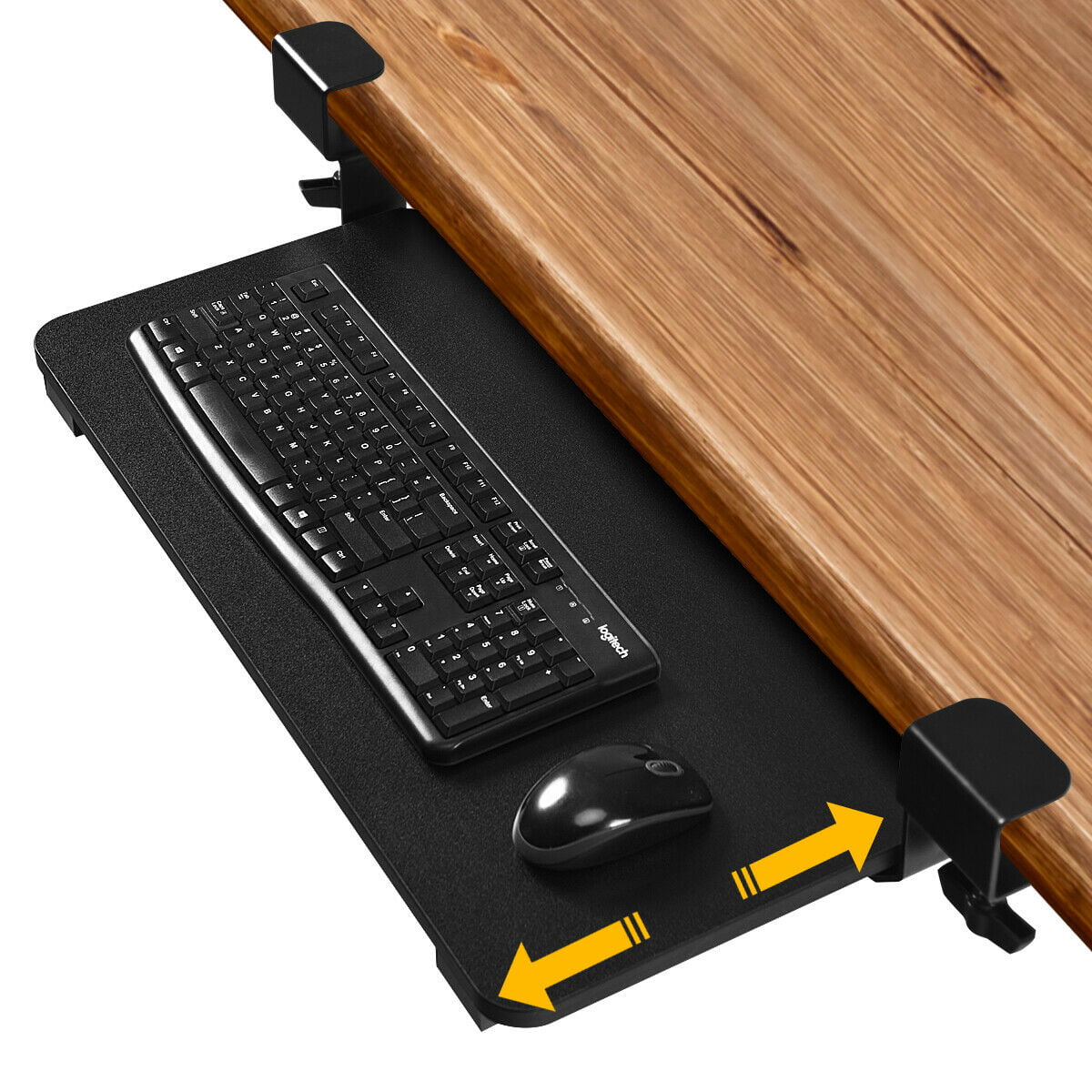 Gymax Keyboard Tray Under Desk ClampOn Retractable