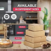 Fit Meal Prep 25 Pack Kraft Bakery Boxes, 9 x 9 x 3 Inches Brown Pastry Boxes, Cardboard Treat Boxes Pie Boxes Cookie Boxes Dessert Boxes for Cupcakes, Chocolates, Donuts, Macarons