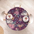 thumbnail image 4 of Ambesonne Vintage Fitted Round Tablecloth, Colorful Flowers Foliage, 56"- 60" Diameter, Cinnamon and Dark Lavender, 4 of 5